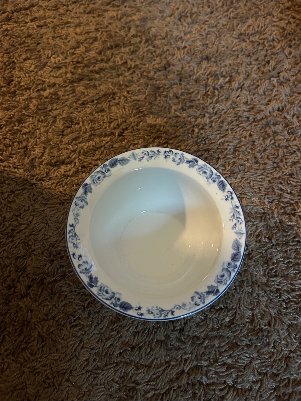 Laura Ashley White Ceramic Bowl with Blue Floral Border